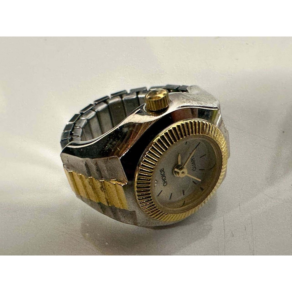 Choice Quartz Ring Watch Two Tone Adjustable Untested 056 (5)